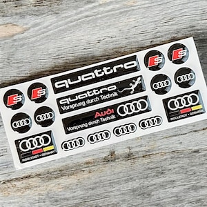 Audi 3D Domed Sticker Set , Quattro A3 S3 A4 S4 RS4 A5 S5 RS5 A6 S6 RS6 A7 S7 RS7 C7 Q5 Q6 Q7 Q8 S Line Labels Logo Rim Emblem Custom Decal