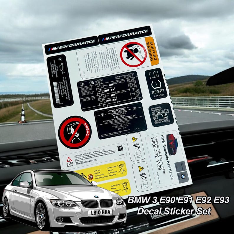 BMW Decal Sticker Label Sets for E39 520 M5 E46 E60 E87 E90 E91 E92 E93 ...