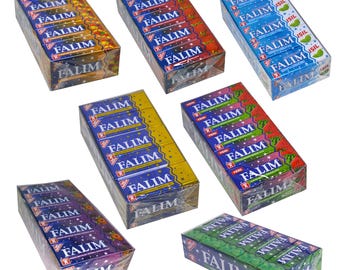 Falim Sugar Free Turkish Chewing Gum 100 pcs sugarless (5x20) Gum Mint , Strawberry , Watermelon , Forest fruit , Mastic , Bubble Gum Sakız