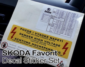 Skoda Favorit Decal Sticker Set / Car info label decal sticker set / Skoda Modification Sticker Set  High Quality vinyl info Label Stickers