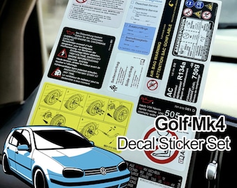 VW Mk4 Golf - Bora Decal Sticker Label tdi gti sdi gt decals / stickers set Volkswagen golf design stickers / high quality vinyl info labels