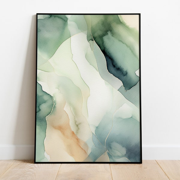 Neutral and Sage Green Abstract Wall Art Print, Home Decoration for Living Room, Kitchen, Dining Room, Bathroom, Instant Download.