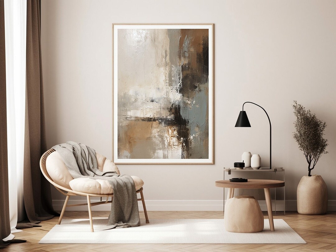 Abstract Wall Decoration for Home Interior, Neutral Living Room Wall