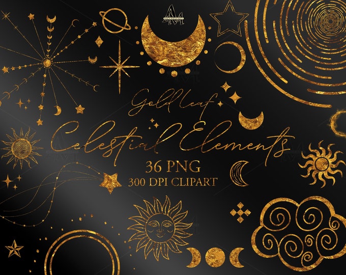 Celestial Magic Clipart Graphics Bundle | Mystical Set of 205 ...