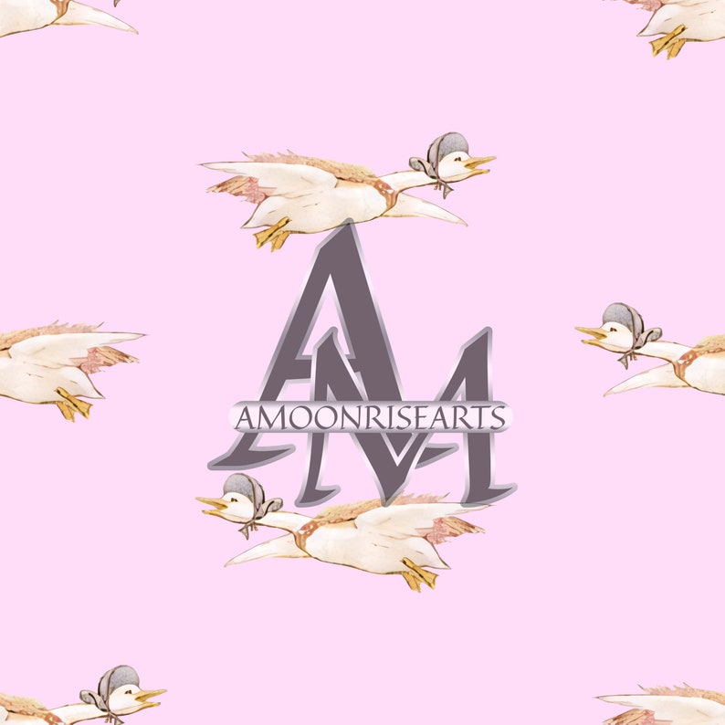 Flying Duck Seamless Pattern, Vintage Duck Repeat Pattern, Goose