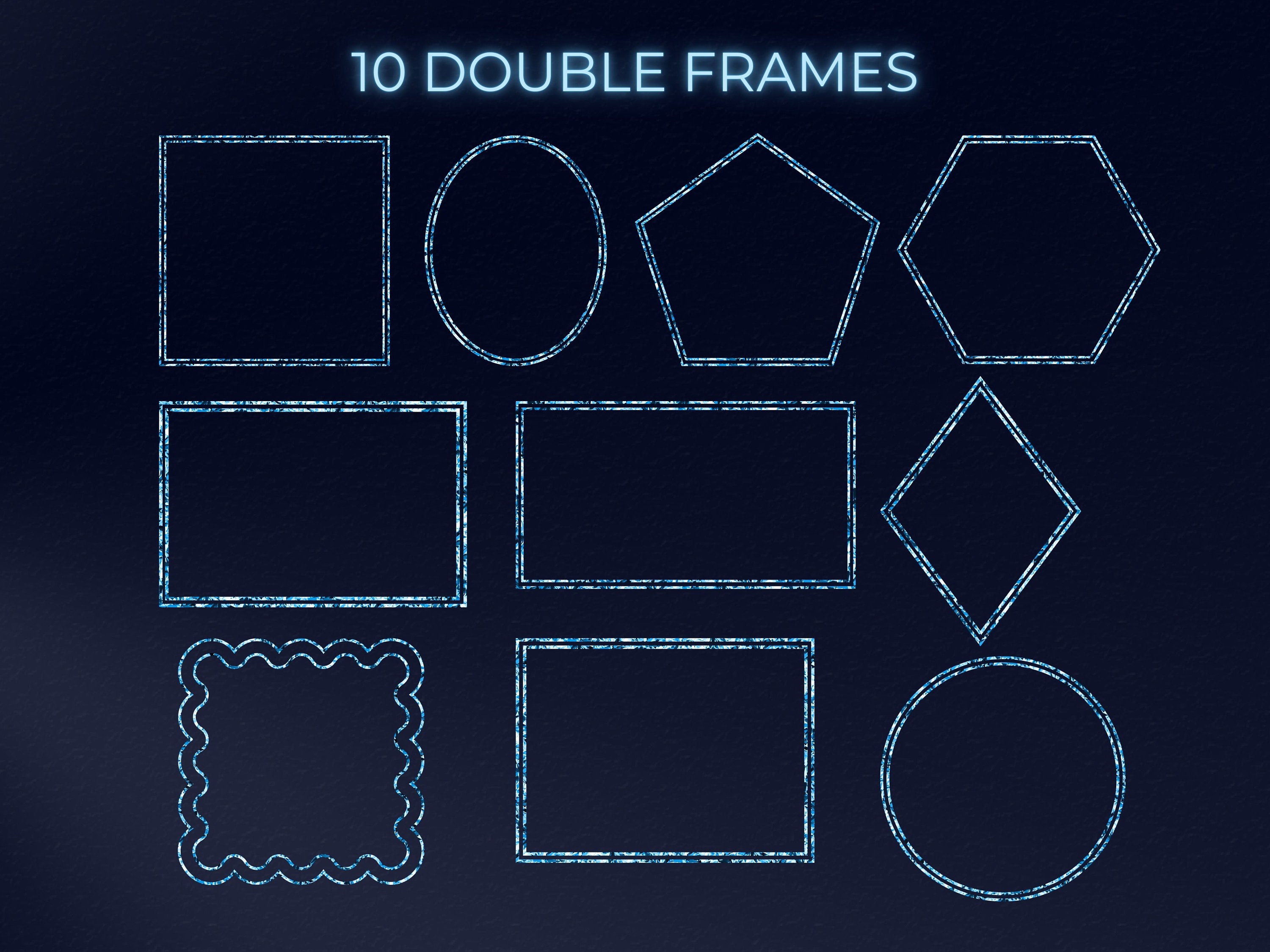 Blue Frame Clipart, Set of 30 Geometric Blue Diamond Frame PNG, Blue ...