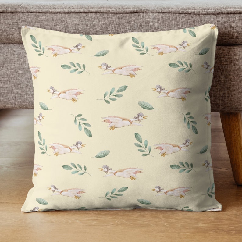 Duck Seamless Pattern, Vintage Flying Duck Repeat Pattern, Goose