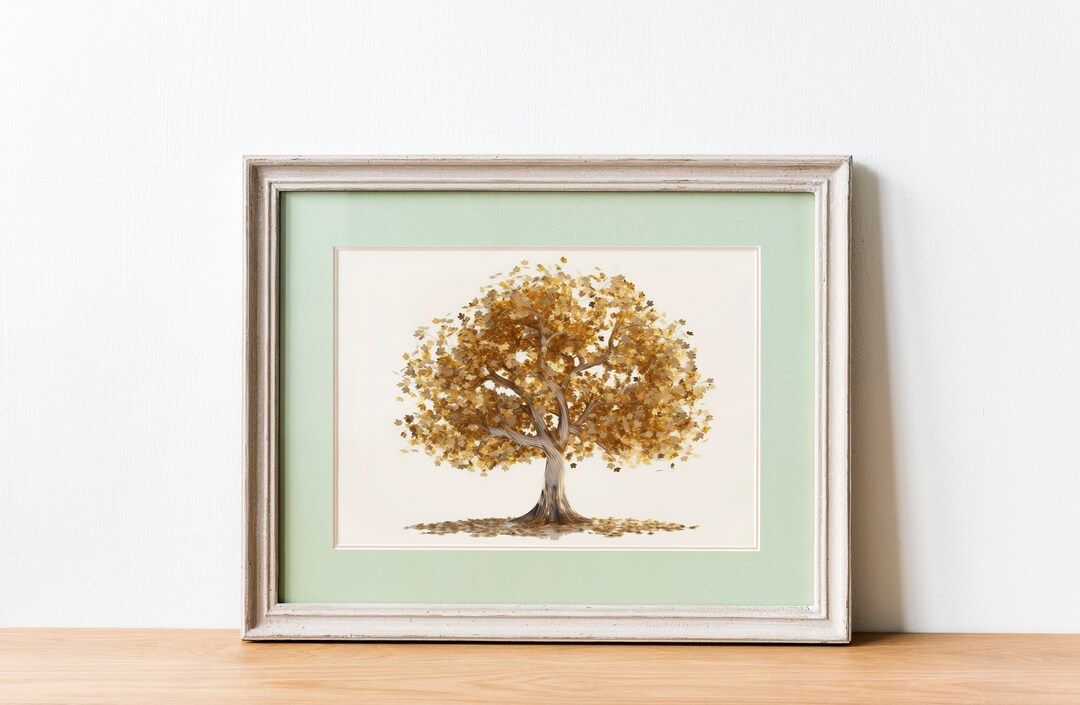 Gold Tree Wall Art Printable Instant Download Minamilist Etsy