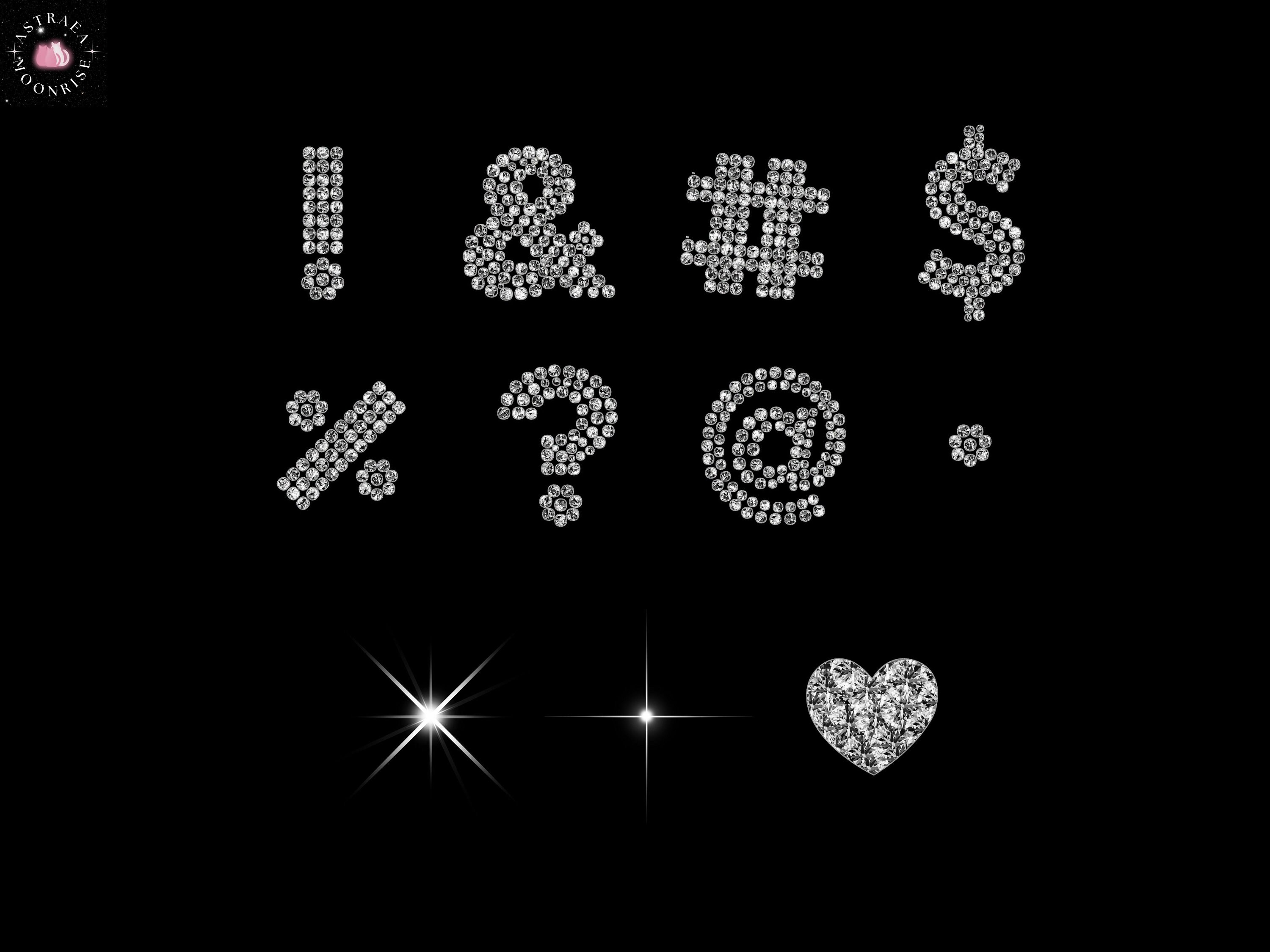 Silver Diamond Alphabet Clipart With Glitter and Sparkle PNG Set of