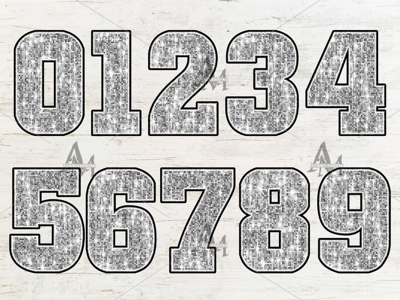 Silver Glitter Varsity Alphabet Clipart, Sequin PNG Set (digital ...