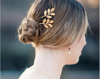 Pince à cheveux feuille délicate épingle à cheveux dorée accessoires pour cheveux pour femmes et filles ensemble de 2 pièces