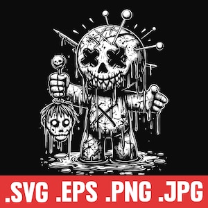 Voodoo Doll Vector, Halloween SVG, Creepy PNG, Horror Clipart, Horror Party Tshirt, Creepy Gift Idea, Halloween Sublimation Print, Nightmare