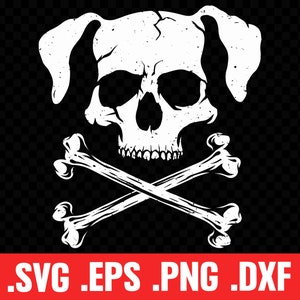 Dode hond schedel SVG, menselijke schedel PNG, grappige hond schedel illustraties, schedel en botten, grunge kruis botten, Cricut bestand, sublimatie print, humoristisch
