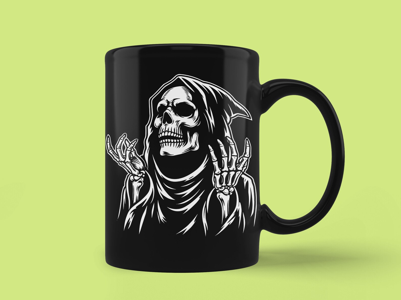 Funny Grim Reaper Vector: Confused Skeleton Halloween Clipart (digital ...