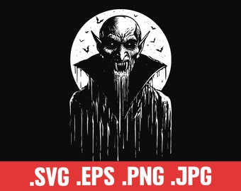 Nosferatu Vampire Vector, Halloween Costume Clipart, Count Dracula SVG, Spooky Season PNG