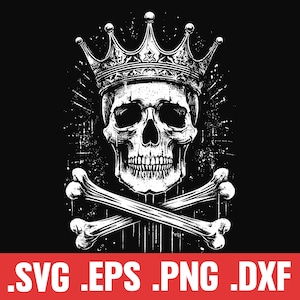 King Skull SVG, King of Skulls PNG, Grunge Crown Skull, Distressed Skull Vector, Halloween Party Costume Clipart, Skull Addict, Cricut SVG