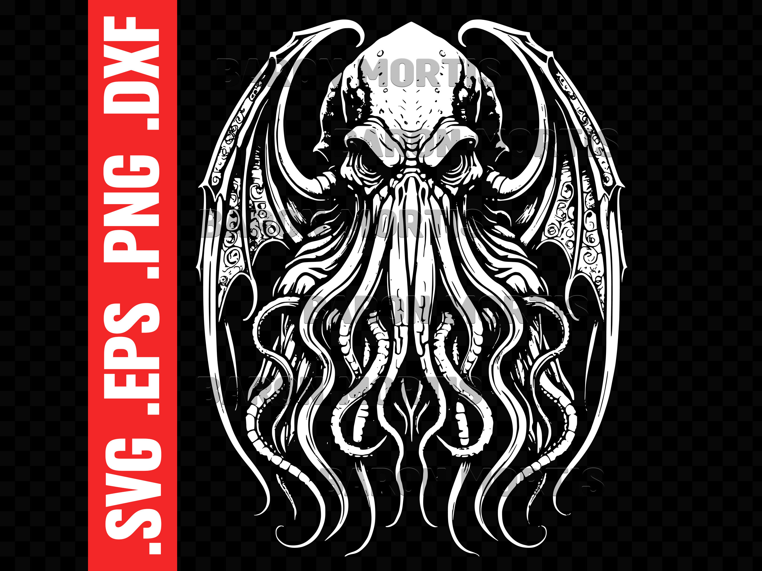 Cthulhu Printable SVG, H P Lovecraft Cosmic Horror Vector, Spooky ...