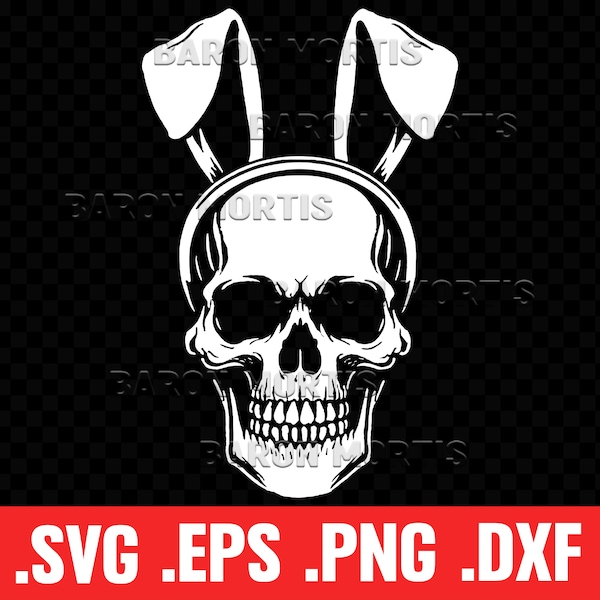 Happy Easter Skull SVG, Printable Easter Bunny Clip Art, Funny Easter Skull Vector, Easter Horror Gift Idea, Skull Stencil Silhouette File