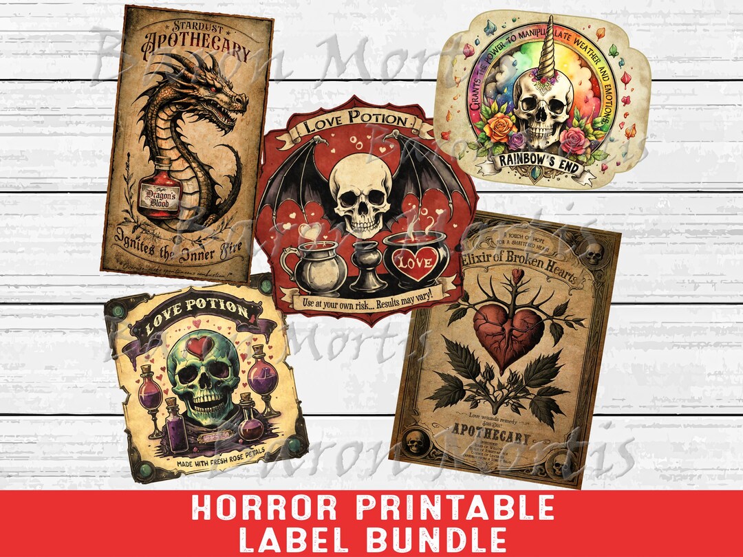 Vintage Halloween Potion Label Bundle: Dark Magic Apothecary Printable ...