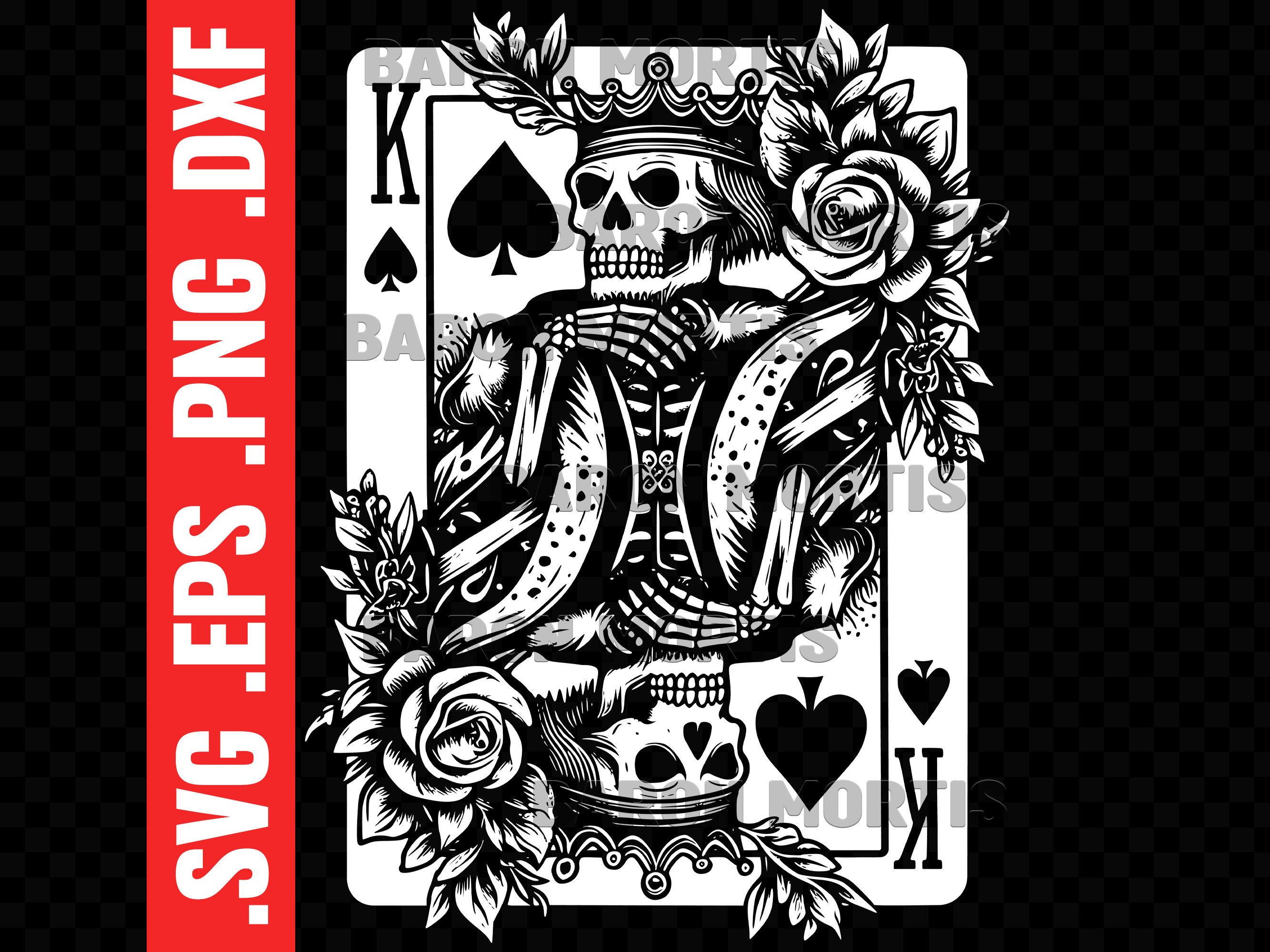 Floral Skull King of Spades, Horror Card Vector (SVG, PNG) - Etsy