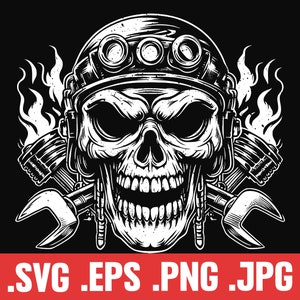 Motor Skull SVG, Motorcycle Skeleton PNG, Grim Reaper Biker Vector, Halloween Biker Flame Skull, Skull Addict Shirt Clipart, Biker Birthday