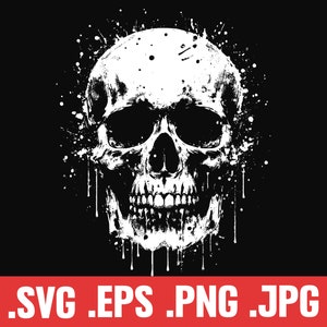 Grunge Skull Paint Splash Vector: Halloween Clipart (Digital Download)