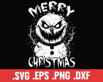 Evil Snowman Vector: Grunge Christmas Horror Clipart (Digital Download)