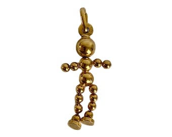 Vintage 9ct Gold Articulated Ball Corn Doll Charm, 9K Pendant