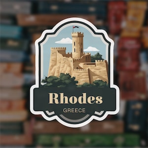 adesivo di Rodi / adesivo della Grecia / diario di viaggio / valigia da viaggio / adesivo da viaggio / decalcomania per laptop / regali di viaggio / souvenir di Rodi