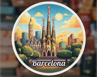 barlcelona sticker | travel sticker | travel gift | travel journal sticker | barcelona spain | laptop sticker | luggage sticker | spain