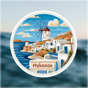 mykonos sticker | travel sticker | travel gift | travel journal sticker | mykonos greece | laptop sticker | luggage sticker | greece sticker