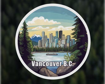 Vancouver B.C. Travel Sticker: Laptop, Journal, Water Bottle