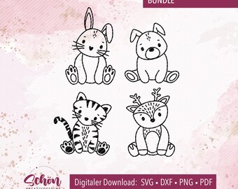 Plotterdatei Süße Tiere | svg, pdf, dxf, png | Vielfältige Tier-Illustrationen für Kreative: Plotterdateien, Digistamps, Cliparts und mehr!