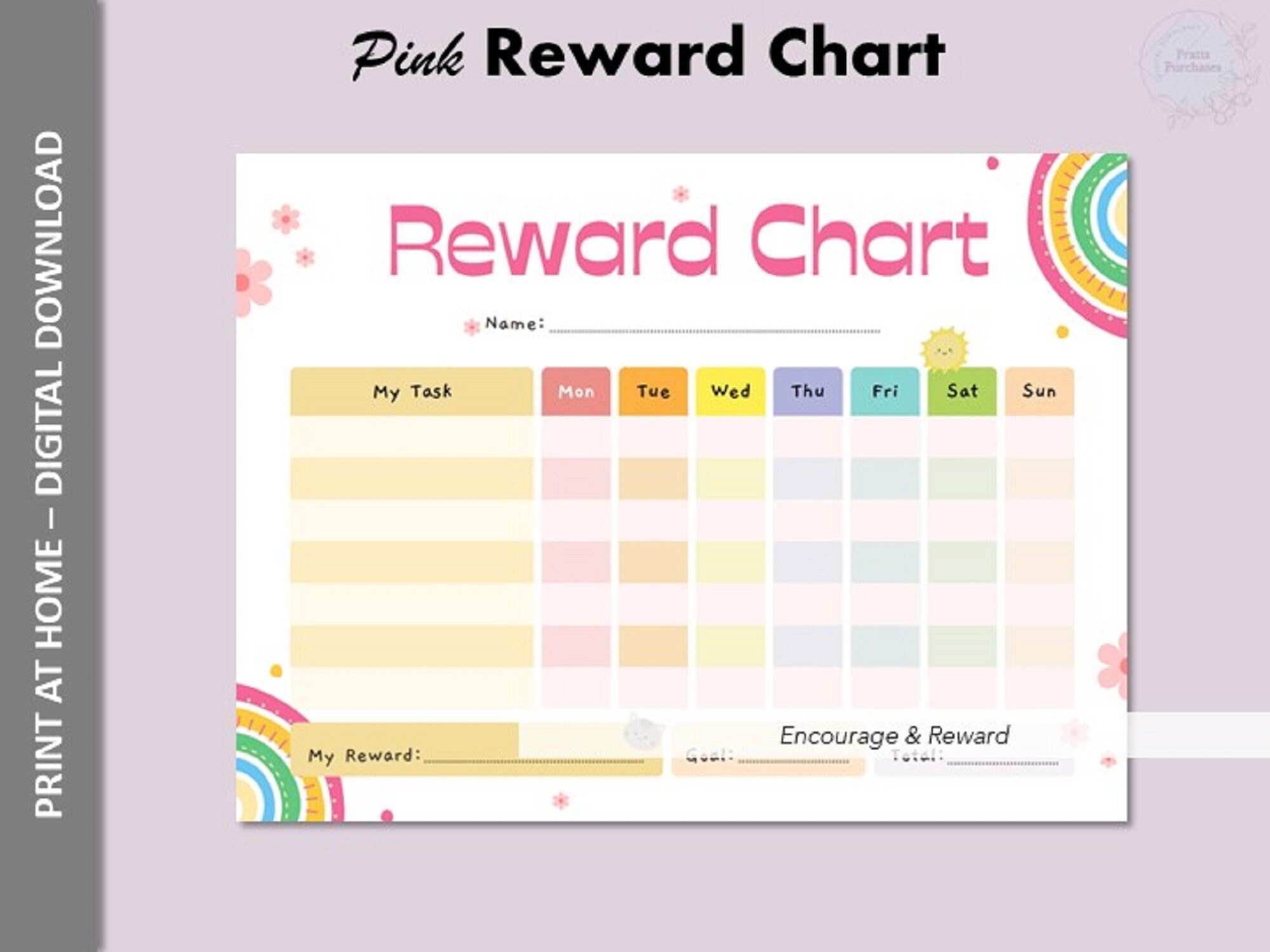 Pink Reward Chart - Etsy