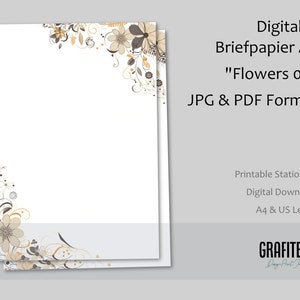 Stationery, Flower Stationery, Printable Stationery, Stationery Template, Digital Stationery