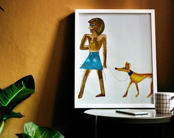 Pharaoh Greyhound Dog Painting Egypt