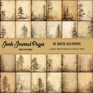 ongewenste dagboekpagina's, bostexturen, perkamentpapier, afdrukbaar oud papier, digitale grimoirepagina's, vintage, briefpagina, directe digitale download