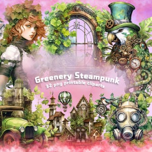 grüner Steampunk,Steampunk Wald,Steampunk Wald,Steampunk Wald Dekor,Steampunk Druck,Steampunk Druck,Steampunk Papier,grün