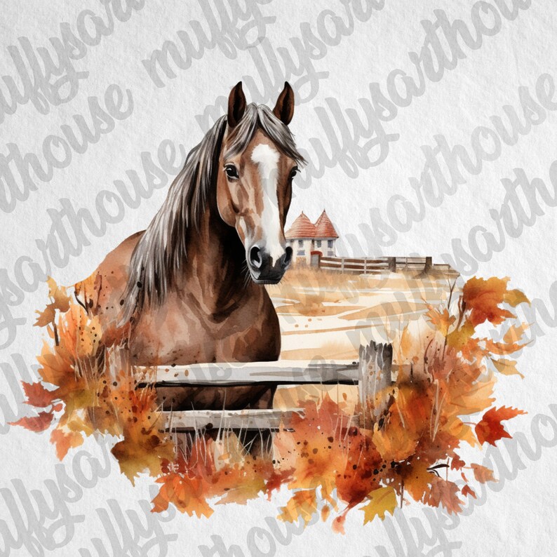 Watercolor Autumn Farmhouse Clipart Set (PNG) - Etsy