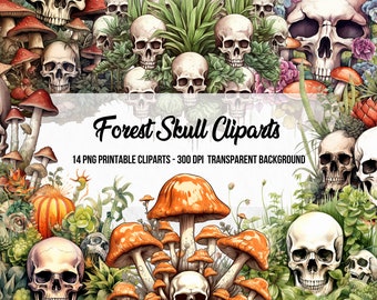 Forest Skull Clipart Bundle: Gothic Scrapbook Graphics (Digital Download)