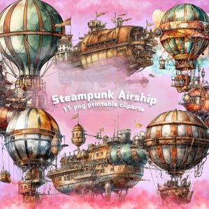 steampunk luchtschip digitale png, steampunk muurkunst digitale download, steampunk downloadbaar, steampunk plakboekpapier, steampunk luchtvaart png