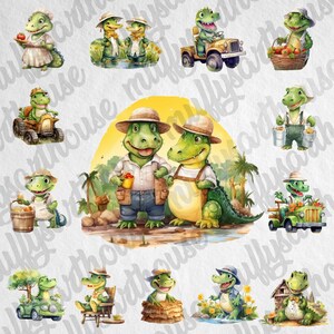 PNG Cute Farmer Crocodile Cliparts,Watercolor Effect Animals,Farmer PNG Image,Crocodile Watercolor Clipart,Nursery Bundle,Farmer Animals Art