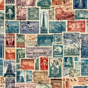 30 Seamless Vintage Postage Stamp Pattern Digital Paper,Vintage Postage Stamp,Printable old postage Stamps,Vintage Digital Kit Junk Journal