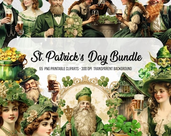 65 Vintage St. Patrick's Day Cliparts (PNG Digital Download)