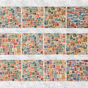 30 Seamless Vintage Postage Stamp Pattern Digital Paper,Vintage Postage Stamp,Printable old postage Stamps,Vintage Digital Kit Junk Journal