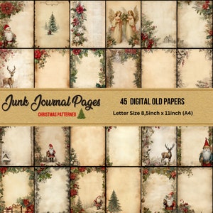 ongewenste dagboekpagina's, kersttexturen, perkamentpapier, afdrukbaar oud papier, digitale grimoirepagina's, vintageletterpagina, directe digitale download