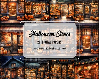 Papeles digitales para escaparates de Halloween, kit de diario basura (descarga digital)