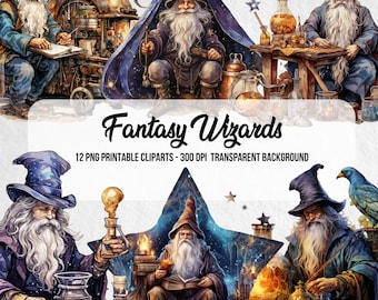 Fantasy Zauberer PNG Clipart Bundle: Magische Digitalbilder (Digitaler Download)