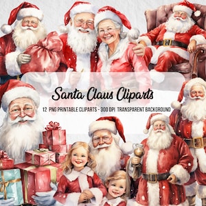 Clipart père Noël, Noël PNG, impressions numériques, art de Noël, téléchargement numérique instantané, clipart Noël, jour de Thanksgiving, père Noël, Mme. Noël
