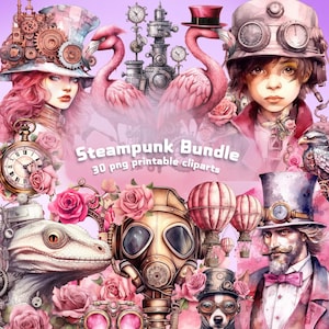 diario digitale steampunk spazzatura, clipart steampunk rosa, download digitale steampunk, documenti digitali steampunk, donna steampunk, steampunk di San Valentino